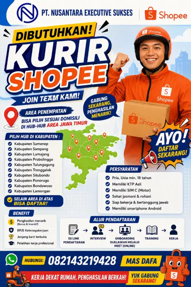 LOKER KURIR all area Jawa timur penempatan bisa pilih sesuai domisili
