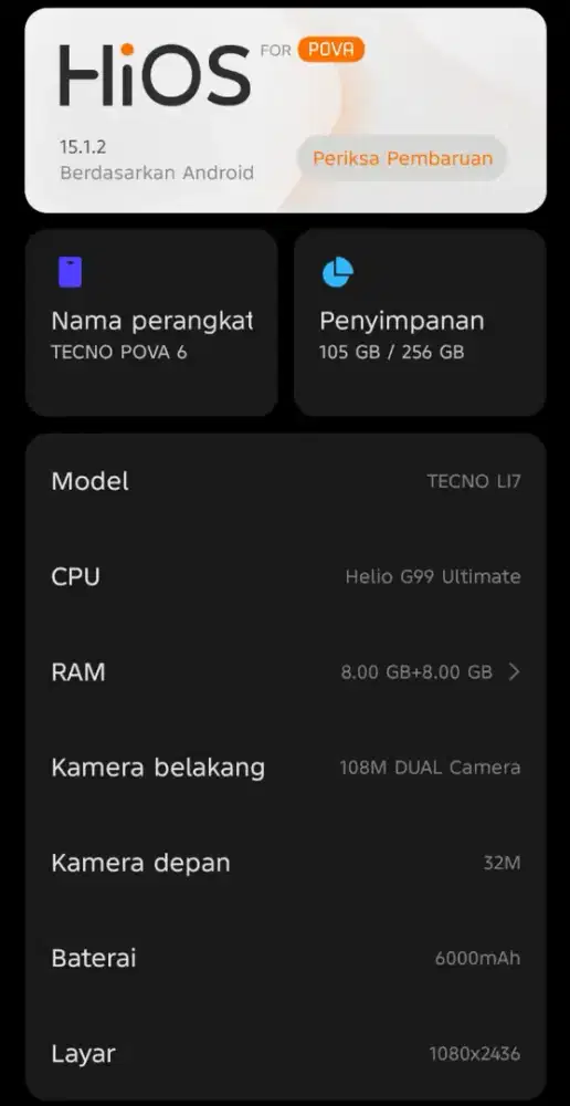 Tecno pova 6 8+8/256gb