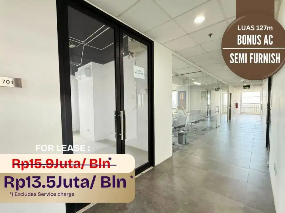 Sewa kantor OFFICE SEMI FURNISHED Spazio Tower Surabaya barat (127m) Dukuh pakis Lontar PTC GRAHA FAMILI