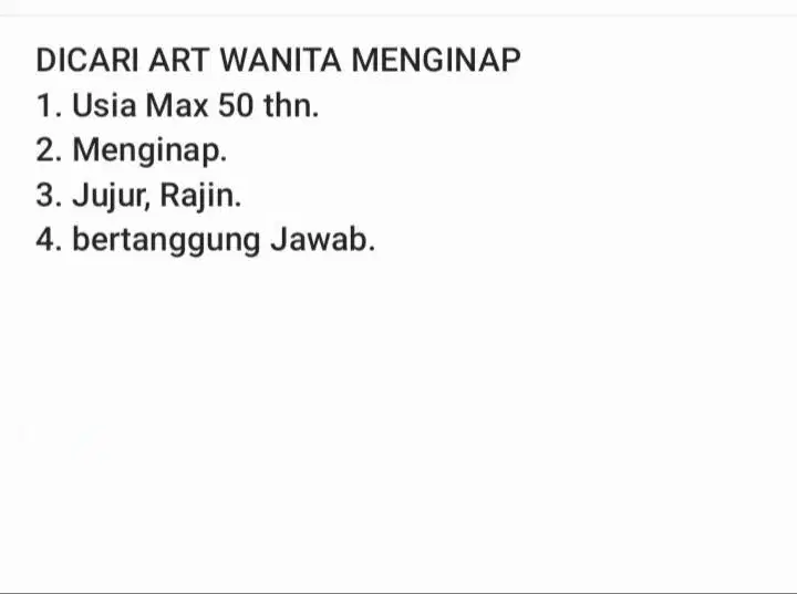 DICARI ART SURABAYA MENGINAP, WANITA MAX 50 TAHUN.
