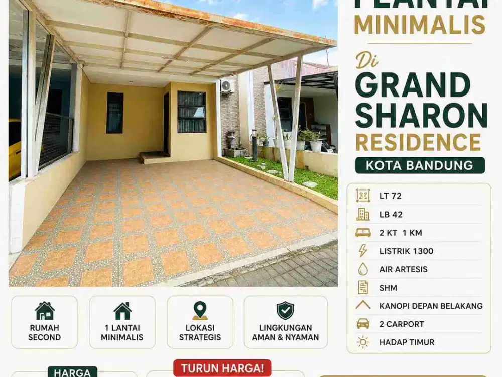 Rumah minimalis 700 Jutaan di Komplek Grand Sharon Residence, Bandung