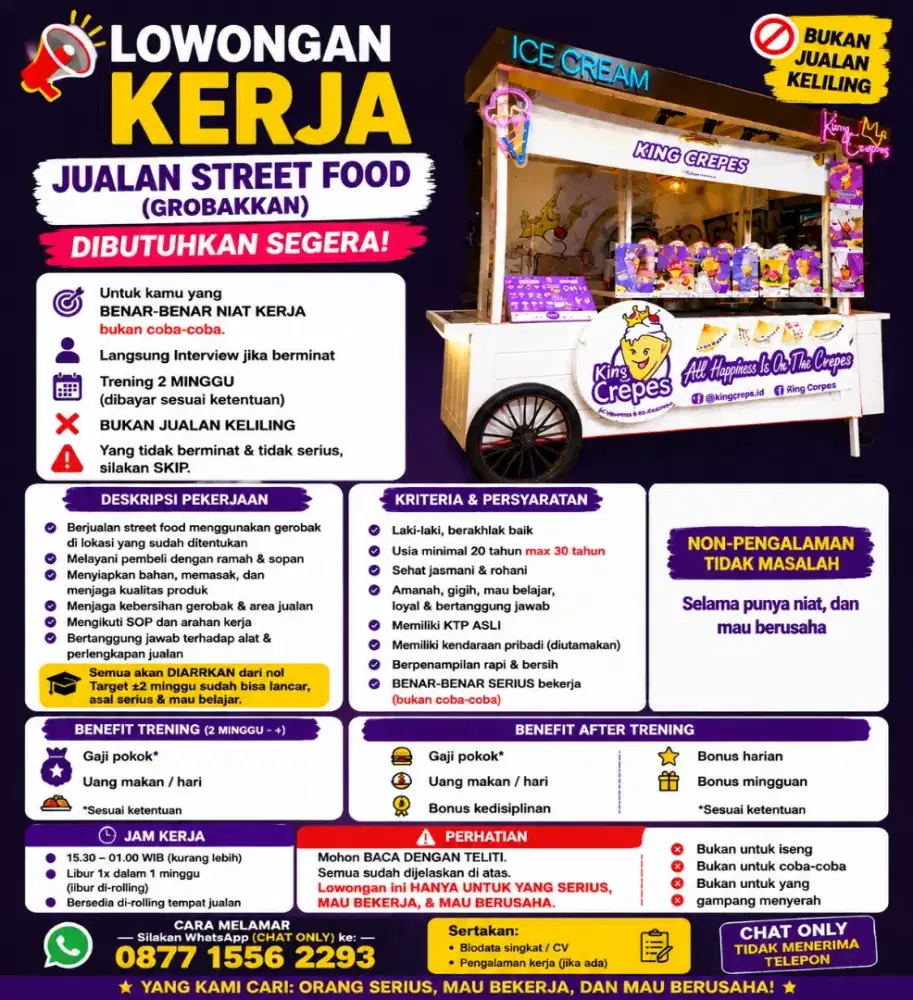 LOWONGAN KERJA KULINER GROBAKKAN STREET FOOD