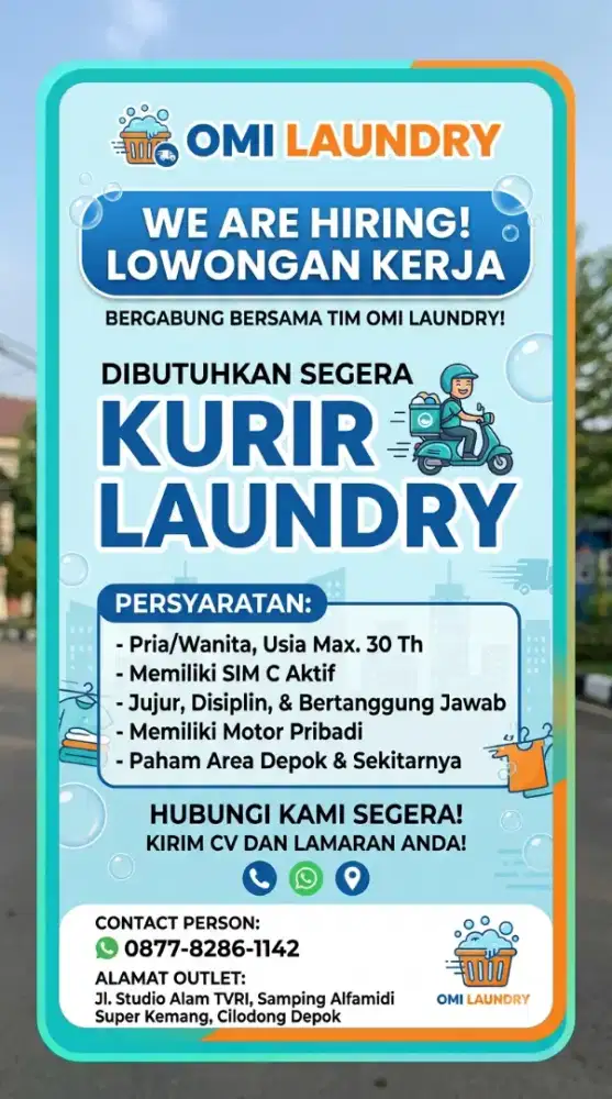 Dibutuhkan Kurir Laundry