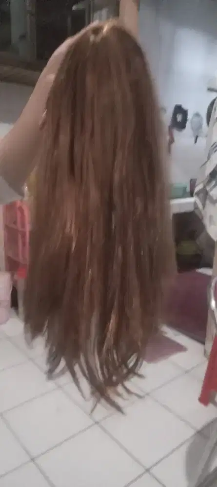 Wig rambut palsu warna dark brown