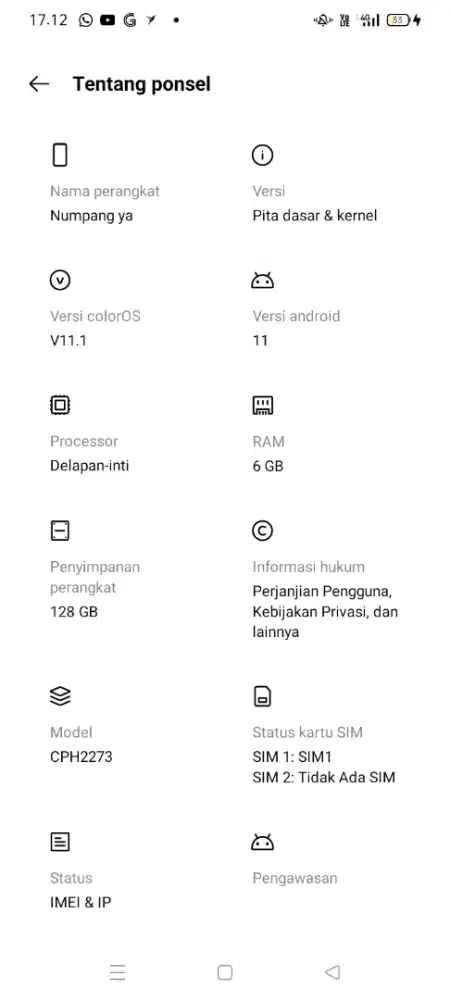 JUAL HP OPPO V11 BU