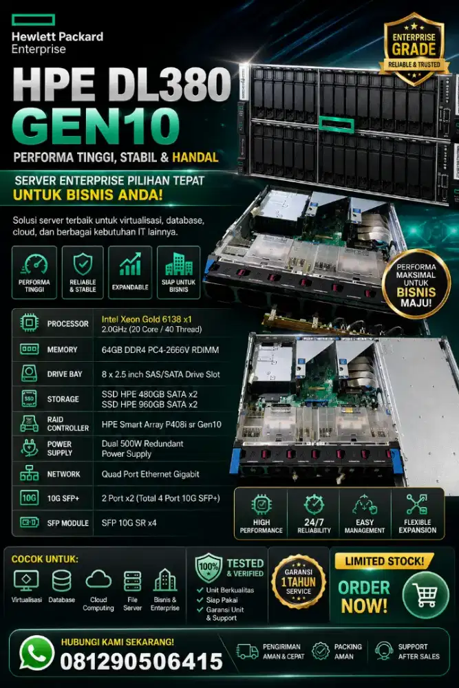 Server HPE DL380 Gen 10 ( LENGKAP )