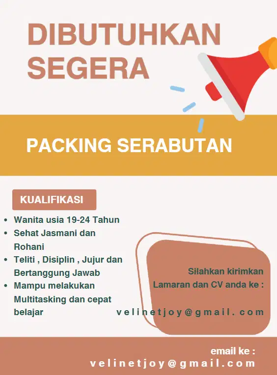 DIBUTUHKAN SEGERA STAFF PACKING ONLINE SHOP