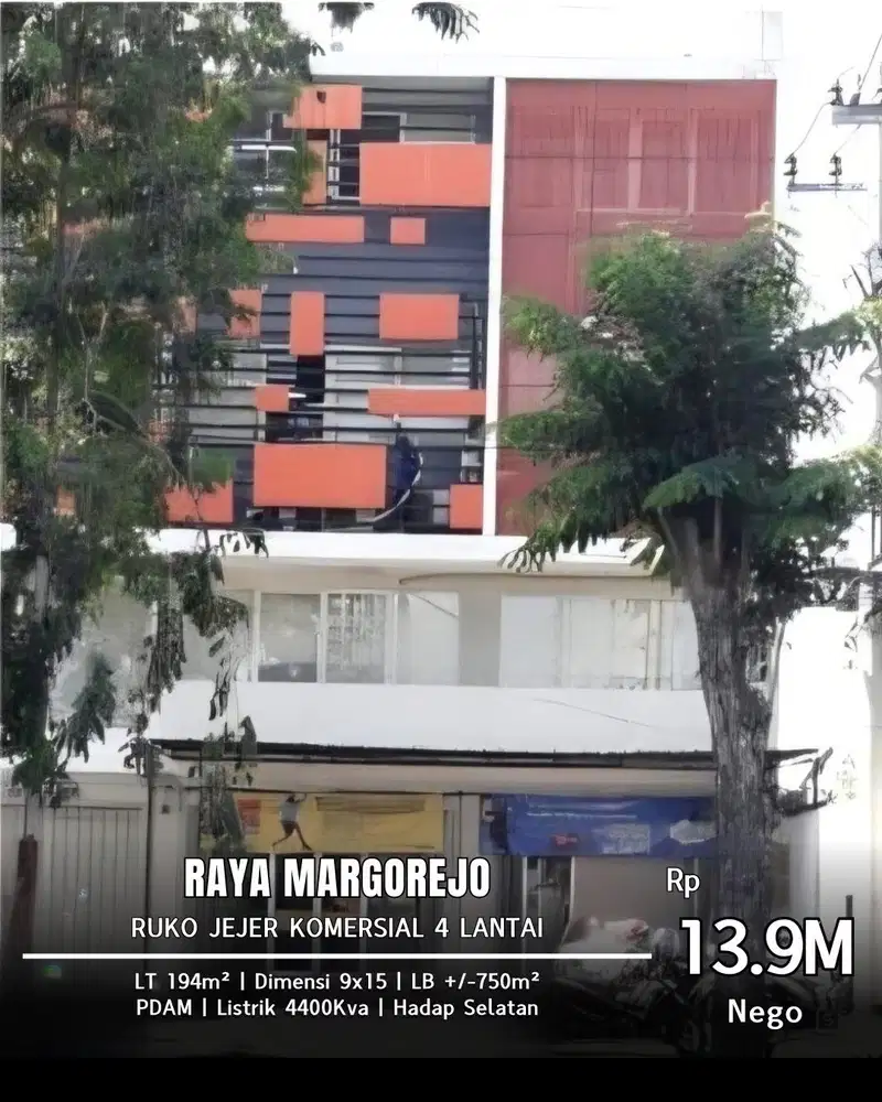 DIJUAL RUKO JEJER 4 LANTAI RAYA MARGOREJO SUPER STRATEGIS DAN RAMAI!