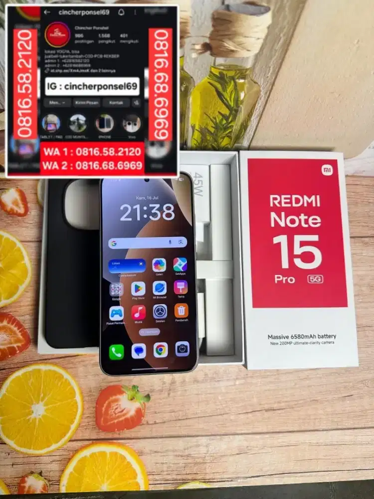 Jual hp LIKENEW redmi note 15 pro 5g 8/256 grns ampe JUNI 2027