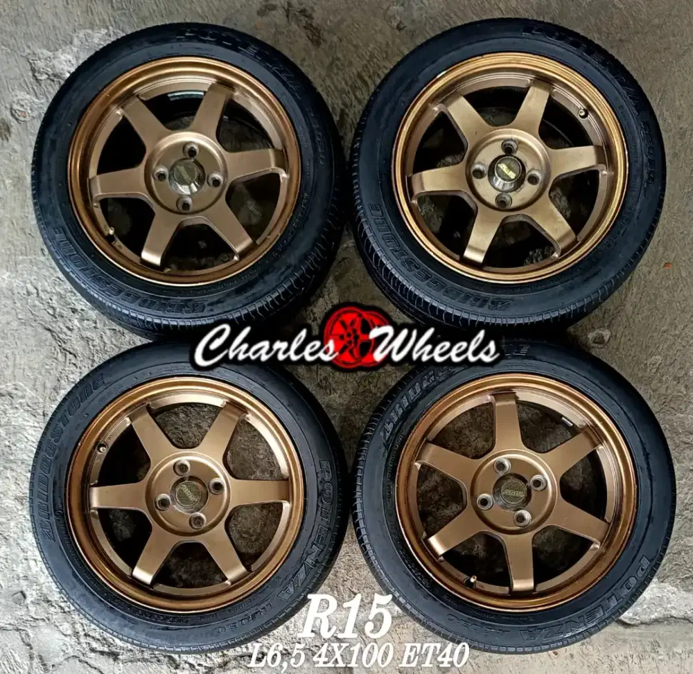 Jual velg + ban te37 ssw r15 4x100 brio agya ayla sigra dll