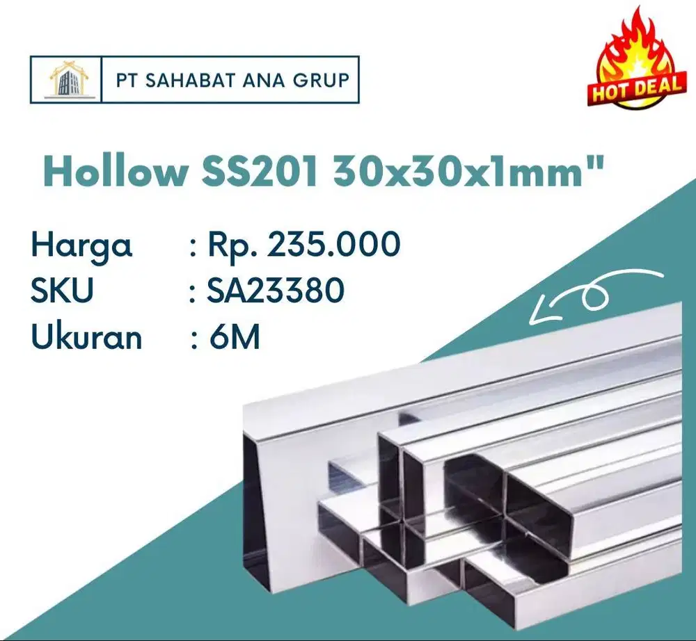 Hollow SS201 30x30x1mm