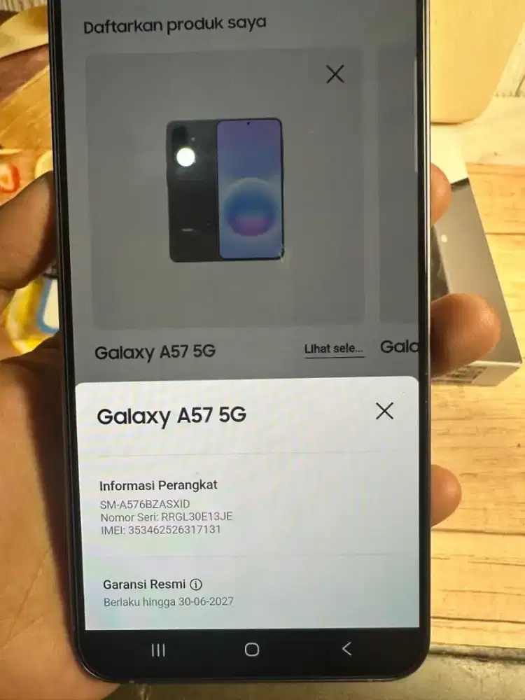 Jual hp SAMSUNG A57 5g 8/256 likenew istimewa open dus aja fre adaptor