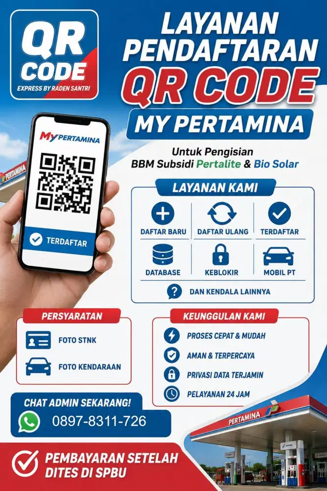 Jasa Pendaftaran QR Code My Pertamina BBM Subsidi Pertalite&Biosolar