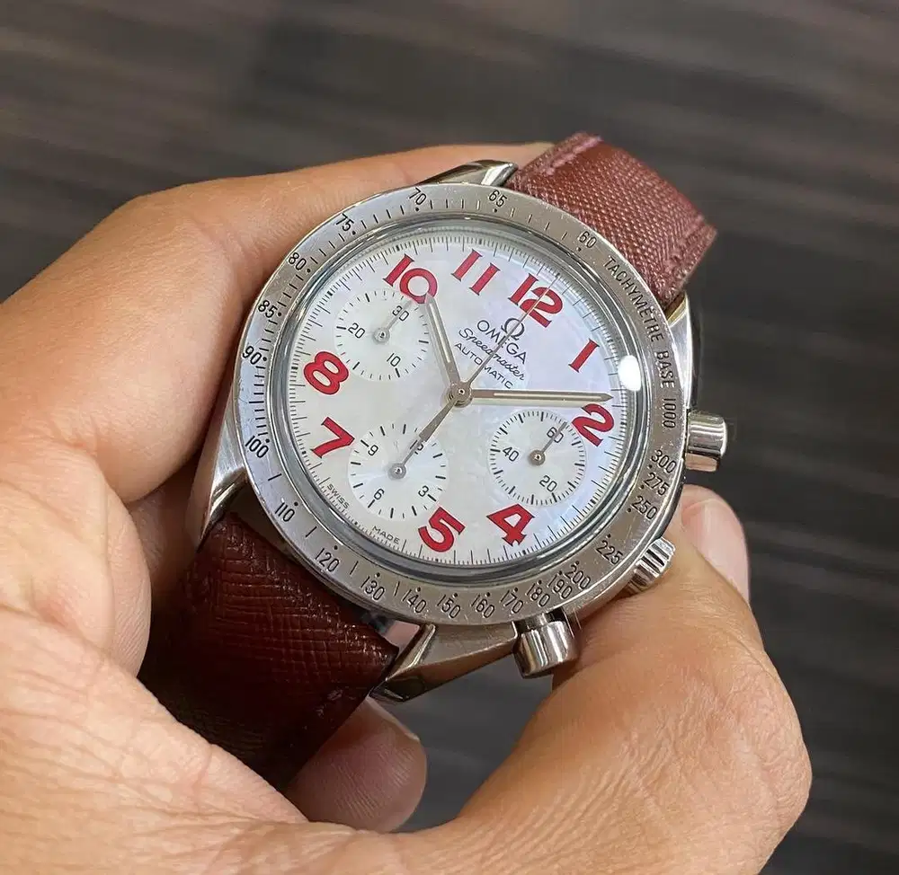 Omega Speedmaster Reduced Mother Of Pearl & Red Arabics Automatic 39mm