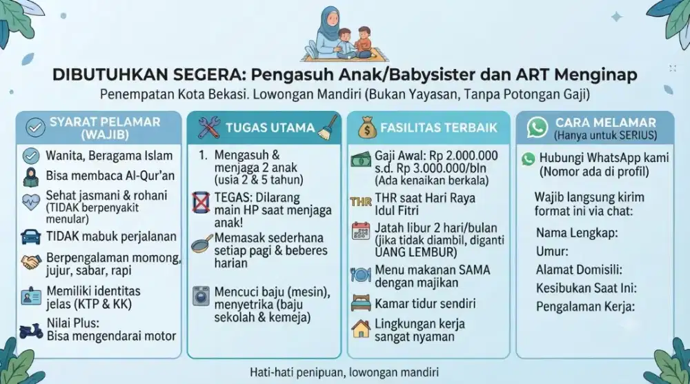 Jasa Babysister dan ART Menginap