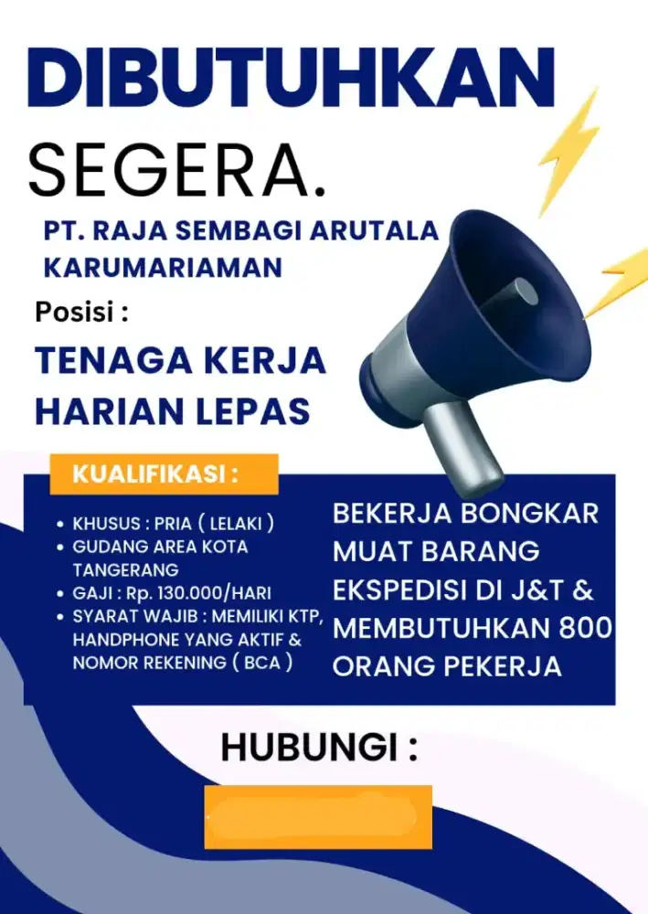 DI BUTUHKAN PEKERJA BONGKAR MUAT