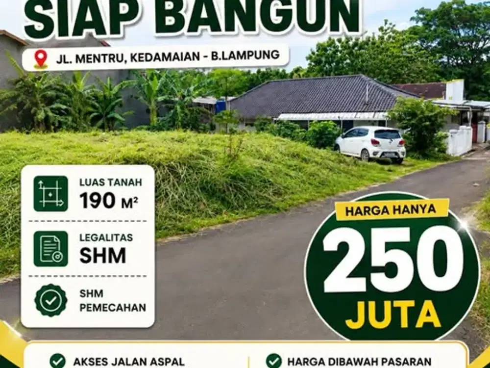 tanah murah kedamaian luas 190m