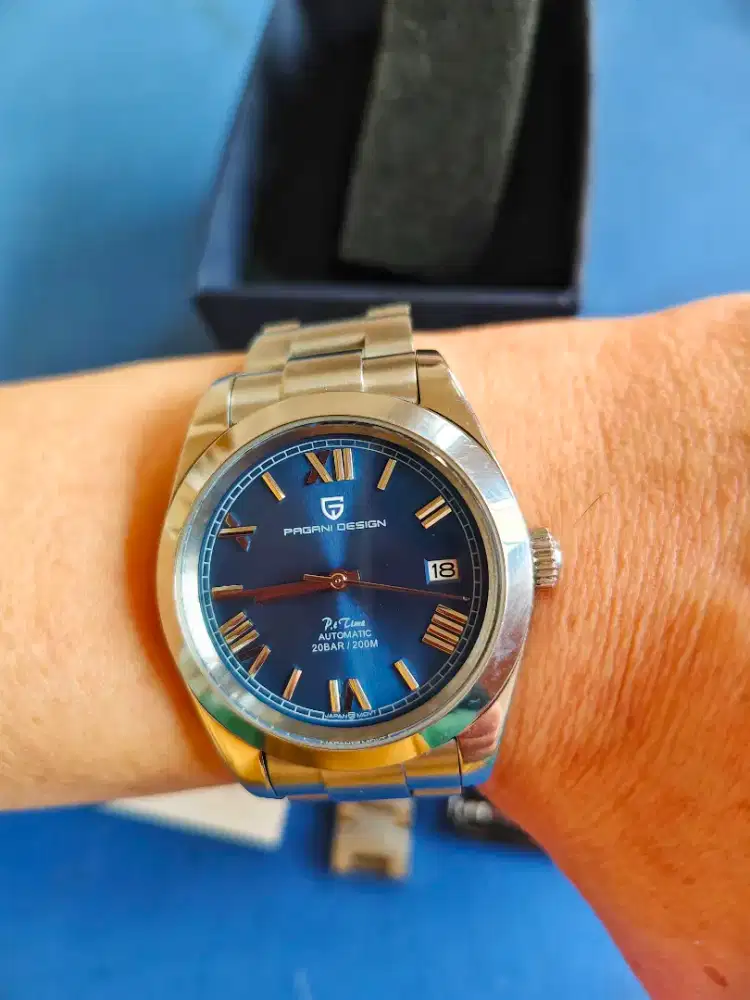 Jam Pagani Design PD-1691 Light Blue Dial Automatic Diver 200m Fullset