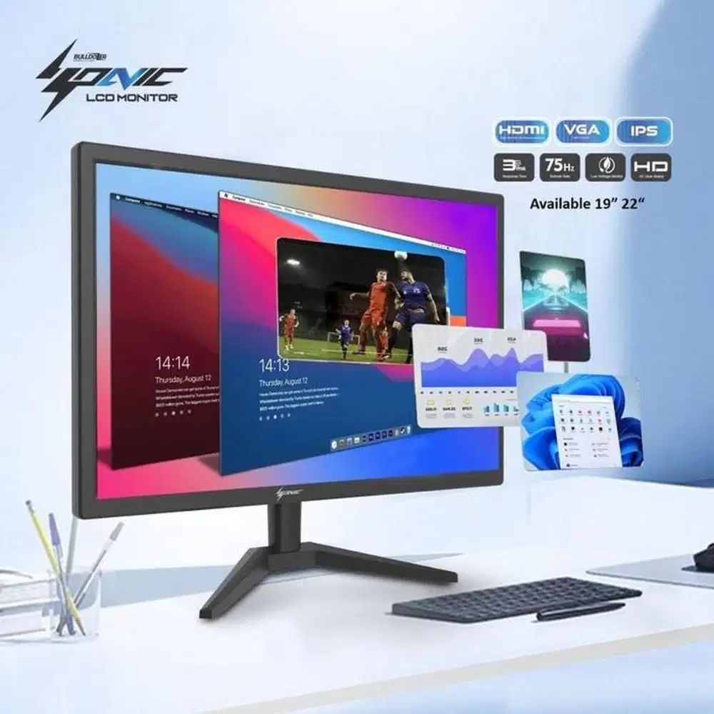 MONITOR LED BULLDOZER SONIC SC-19HV 19 INCH HDMI VGA GARANSI RESMI