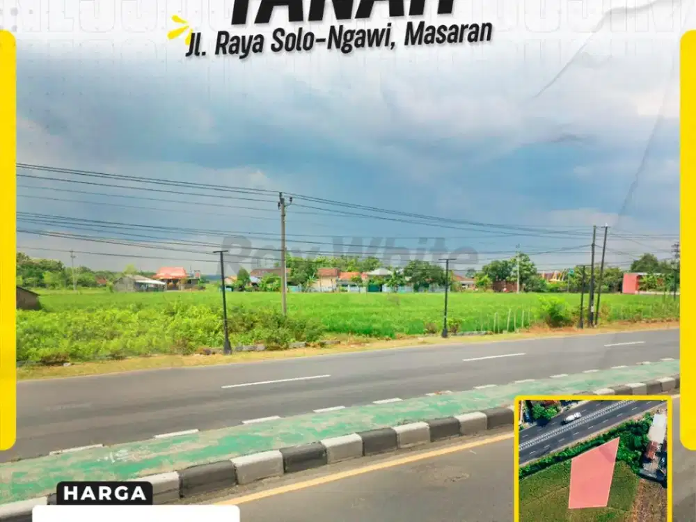 Dijual Tanah Strategis Pinggir Jalan Raya Utama Lebar Depan 22m di Krikilan Masaran Sragen
