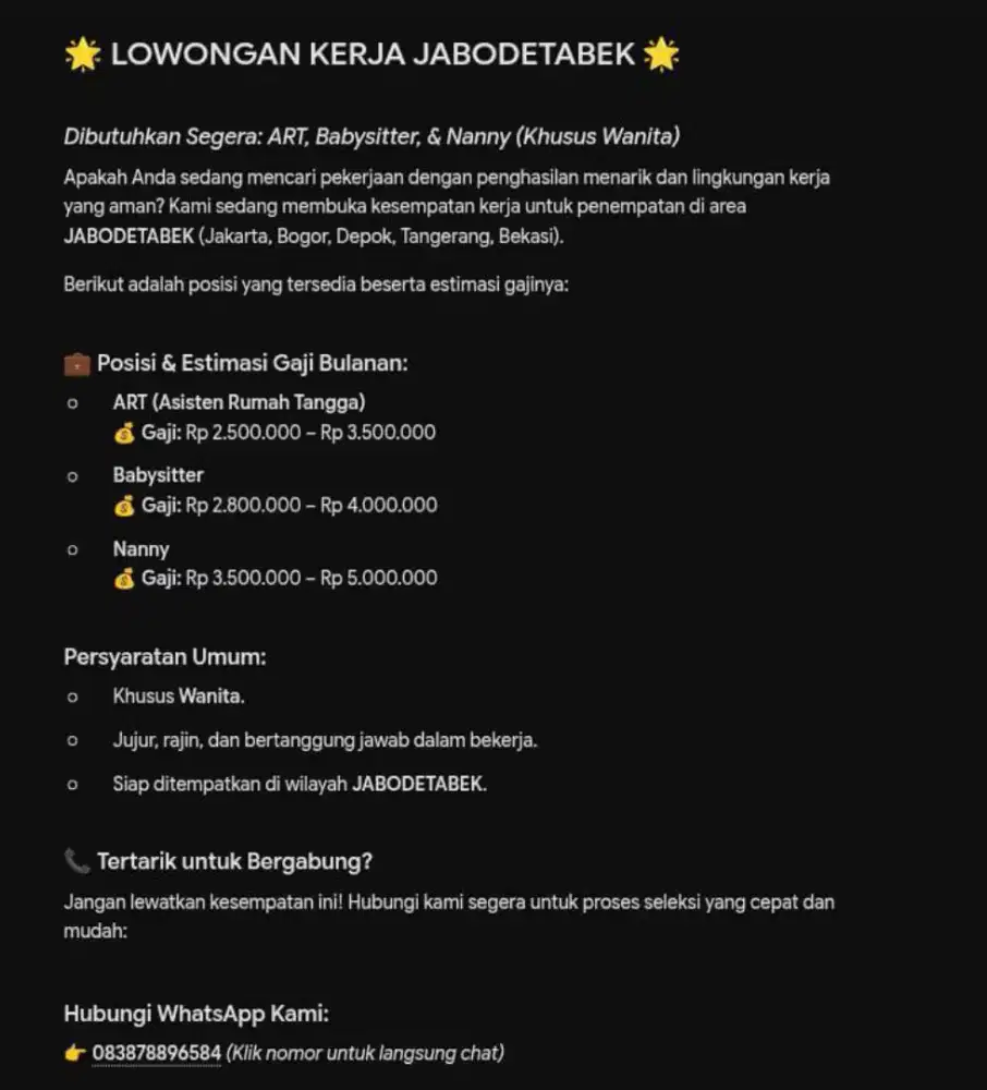 loker cepat kerja