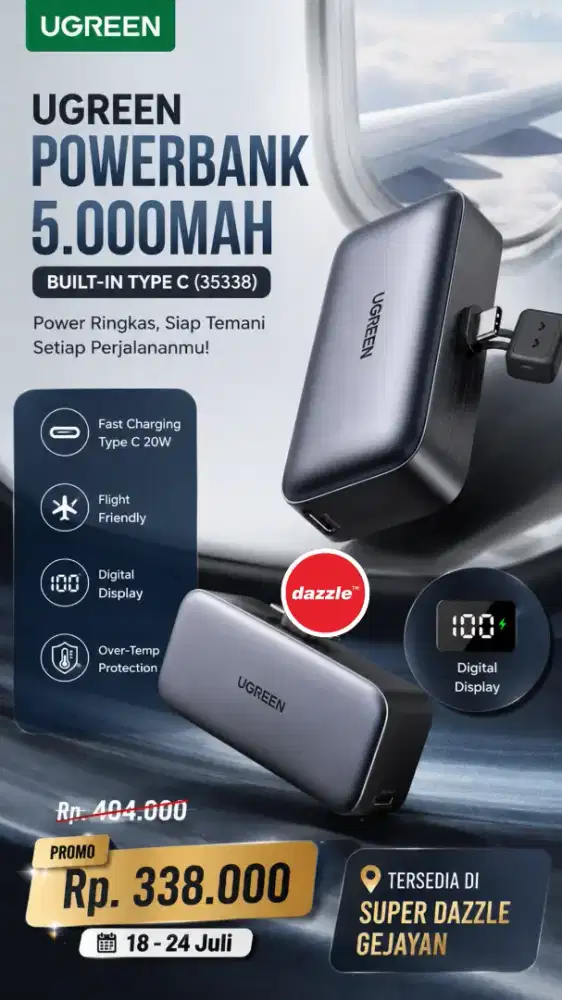UGREEN POWERBANK BUILT-IN TYPE C 5.000MAH (35338)
