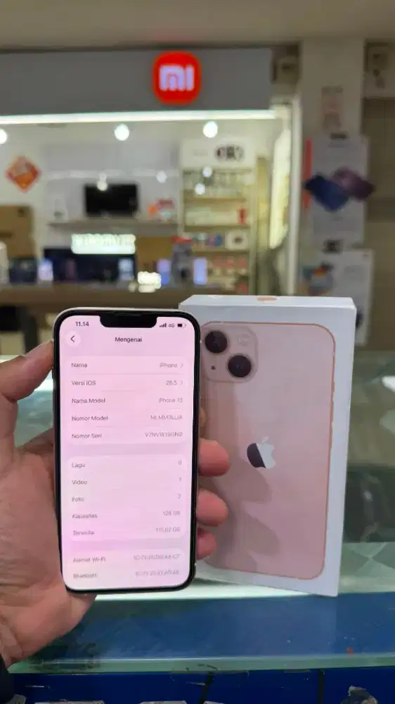 Iphone 13 128 GB inter BH 96% mulus, all operator fullset warna PINK