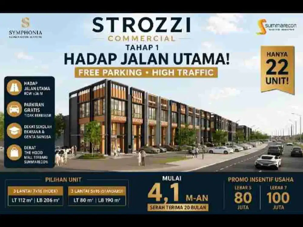 Ruko Hadap Jalan samping Mall The Hood Summarecon Strozzi Summarecon Gading Serpong