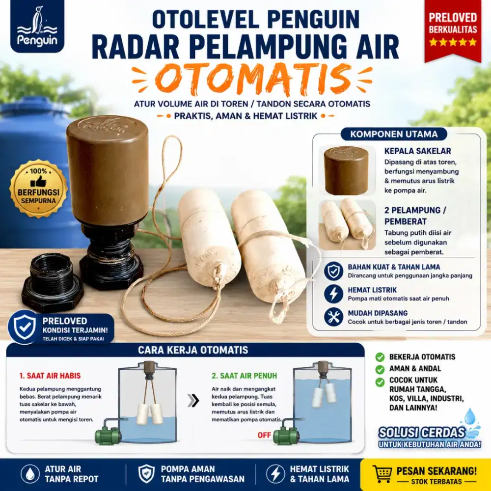 OTOLEVEL PENGUIN RADAR PELAMPUNG AIR OTOMATIS PRELOVED