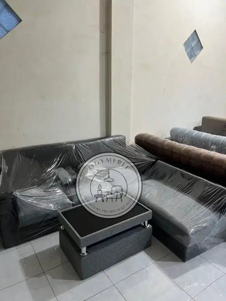 PROMO SET SOFA L DAN MEJA TAMU TERMURAH SALE