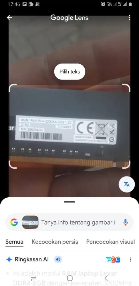 RAM DRR 4 Lexar 8gb