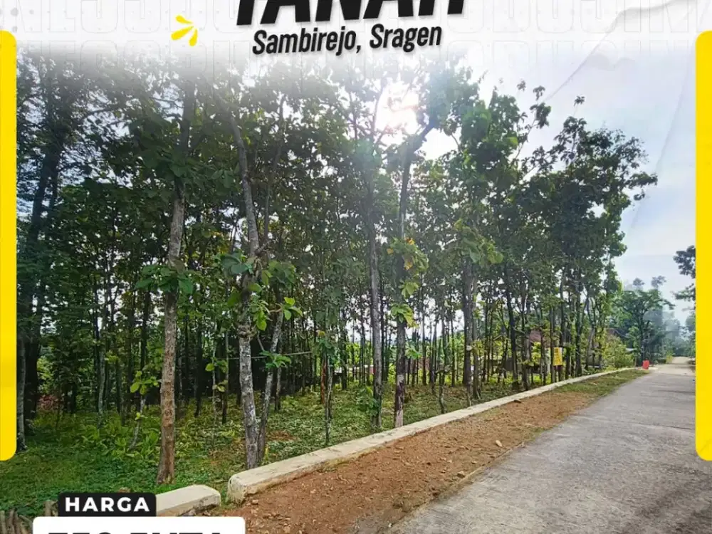 Dijual Tanah Kavling Strategis Luas Istimewa Lebar Depan 38m di Sambirejo Sragen