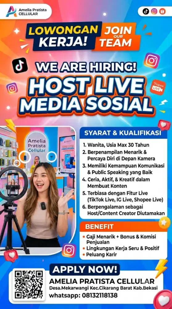 LOWONGAN KERJA HOST LIVE MEDSOS
