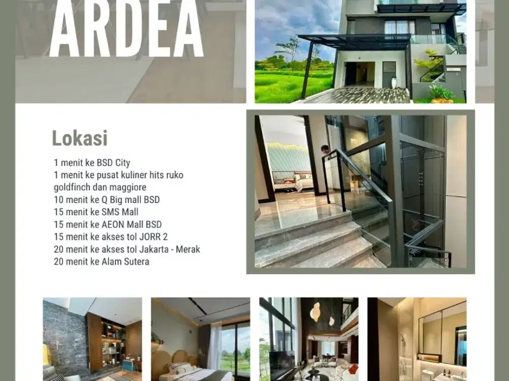 Rumah Ardea Heron Gading Serpong 3Lantai Marmer Europe EXTRA FREE Lift