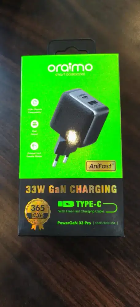 Oraimo Portable Adaptor Charger 33W Pro Dual Output OCW-7331E+C54