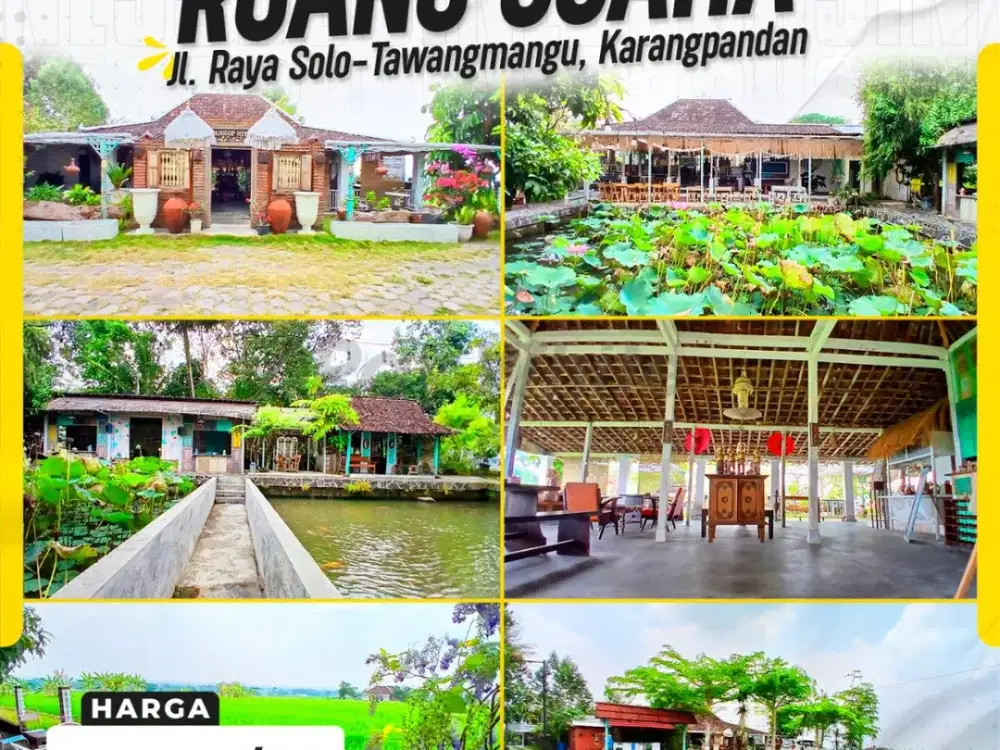 Disewakan Ruang Usaha Estetik Konsep Alam Luas Istimewa di Jl Raya Solo-Tawangmangu Karangpandan Karanganyar