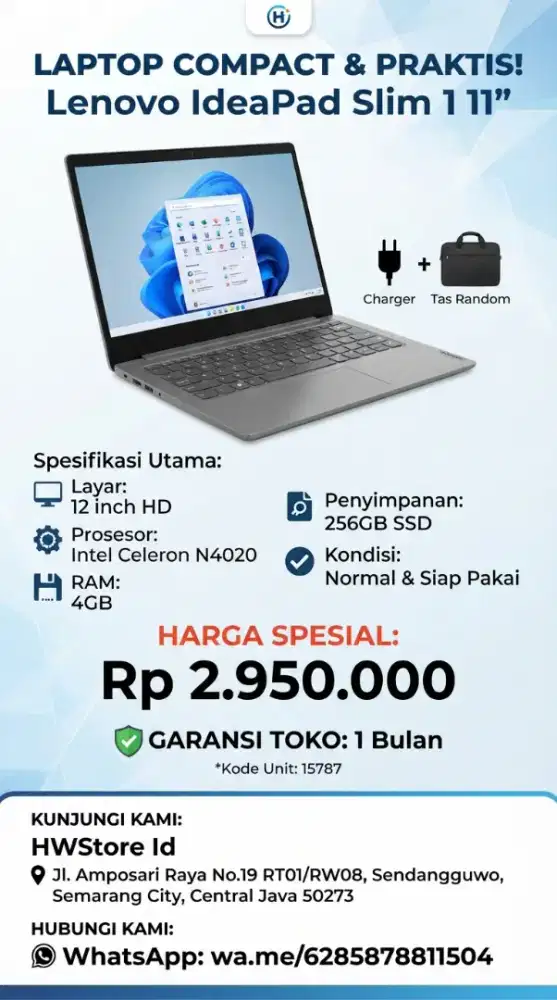 ​[READY STOK] Laptop Compact & Praktis - Lenovo IdeaPad Slim 1