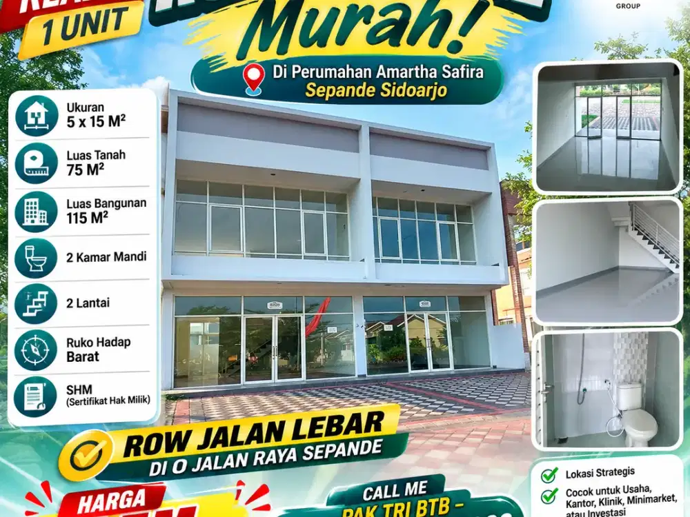 READY!! 1 UNIT RUKO DIJUAL MURAH DI PERUMAHAN AMARTHA SAFIRA SEPANDE SIDOARJO