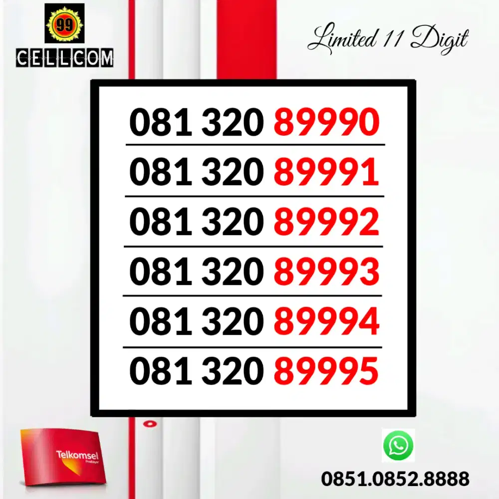 Nomor Cantik Simpati 11 Digit Urut Renteng