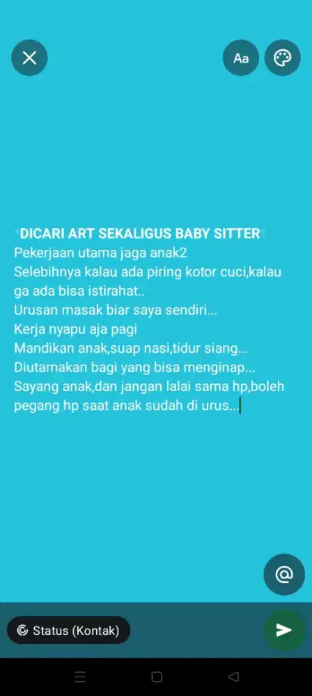 Dicari baby sitter sekaligus art