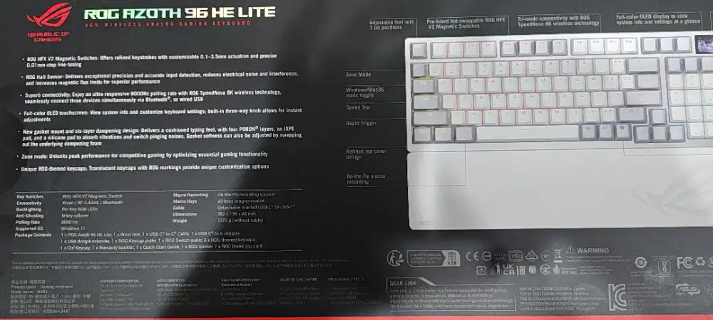 Keyboard ROG Azoth 96 HE Lite White