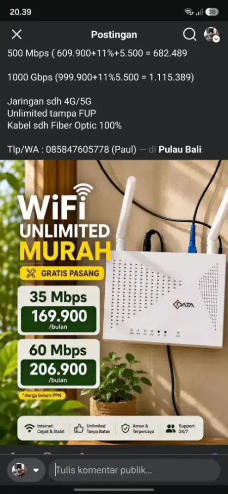 Pasang Paket Wifi Internet ION Network