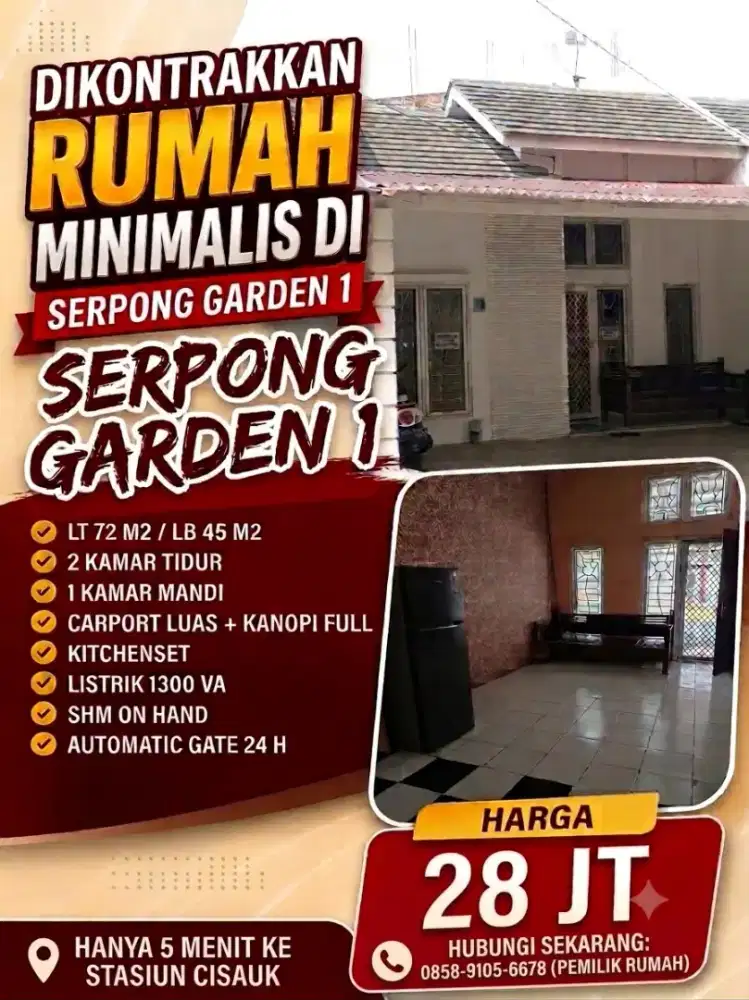Rumah Minimalis Siap Huni di Serpong Garden 1