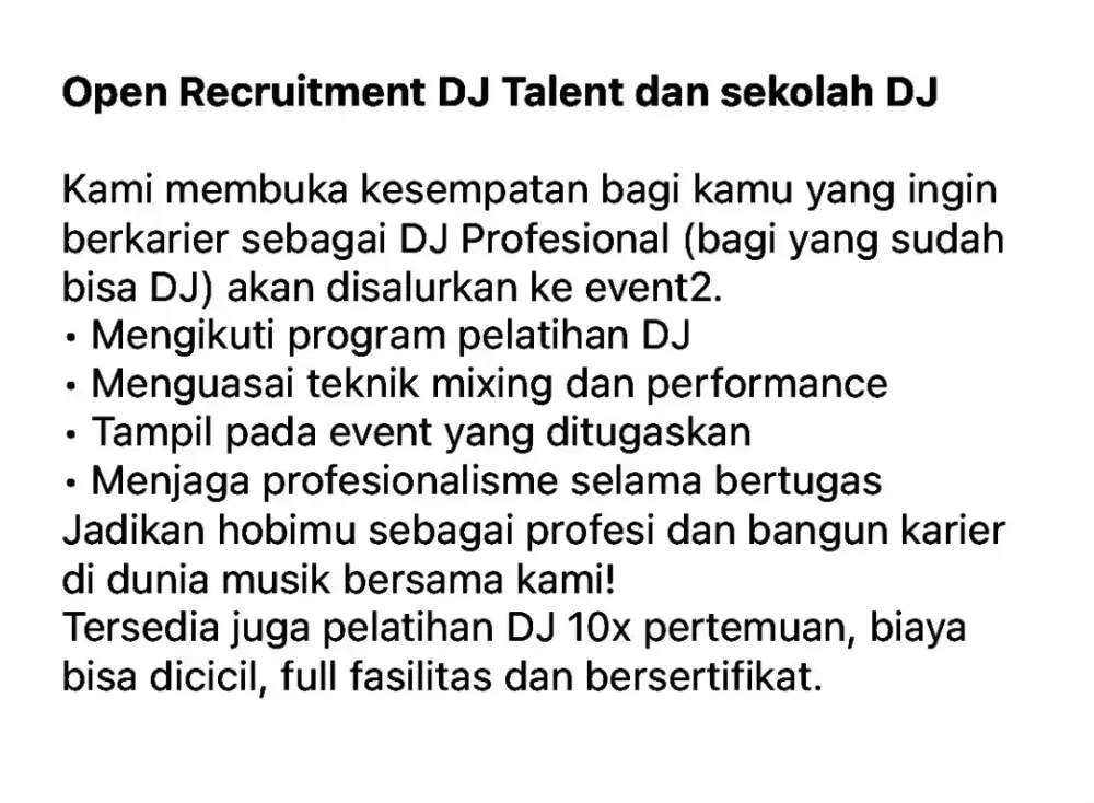Cari talent.dj profesional