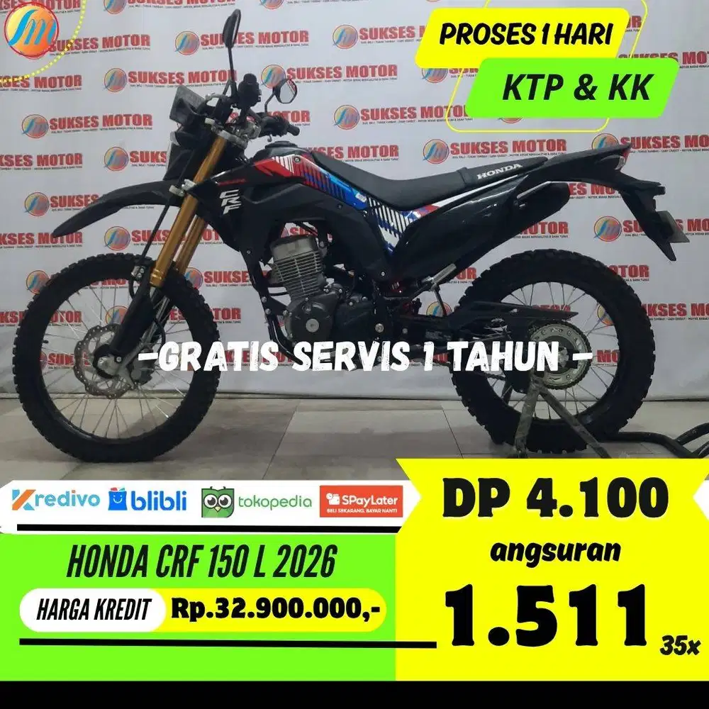 HONDA CRF 150 L 2026 SEKEN BISA KREDIT MURAH ANGSURAN TERJANGKAU