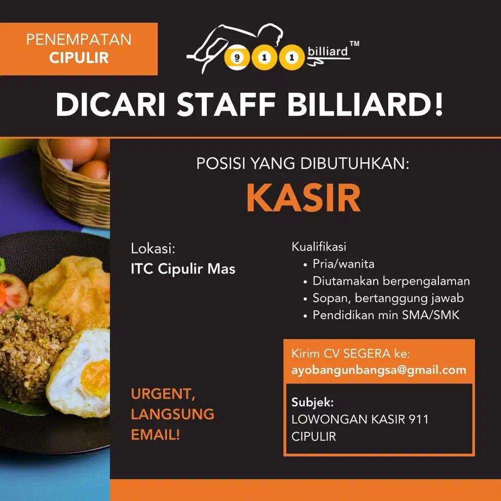 Open Loker Kasir 911 Billiard Cipulir