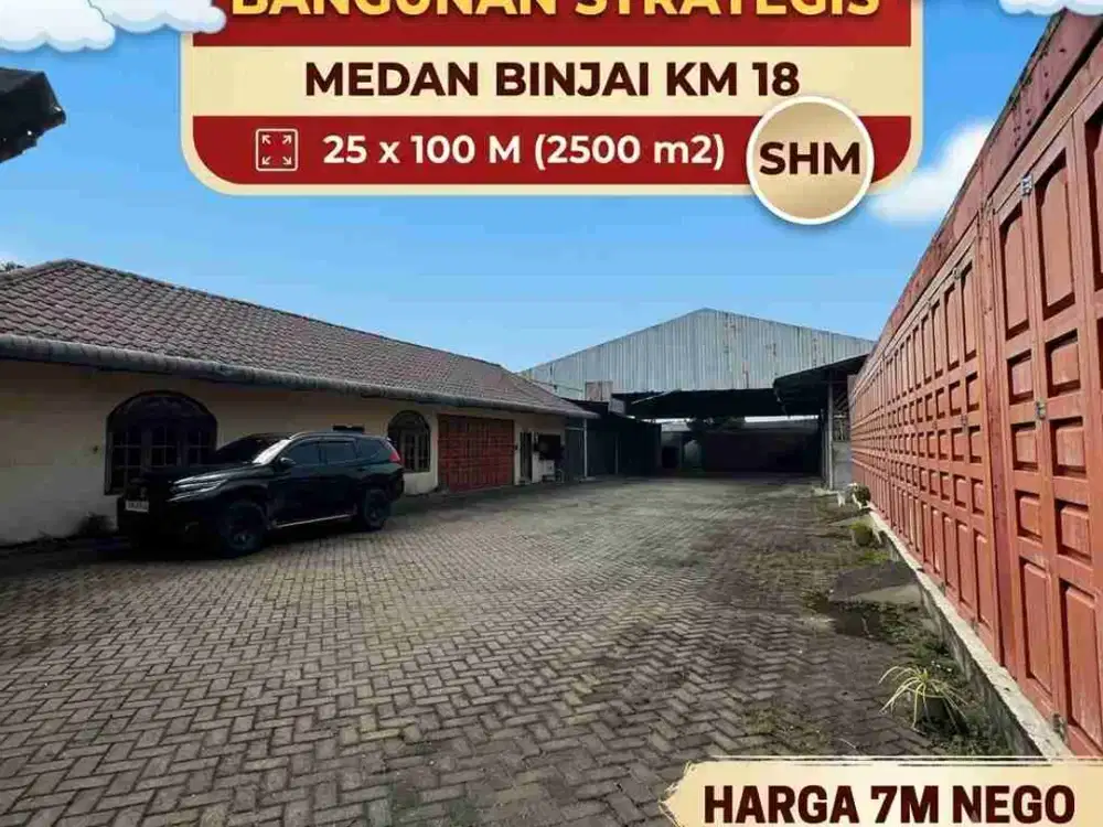 Dijual Tanah dan Bangunan di Jalan Besar Binjai KM 18