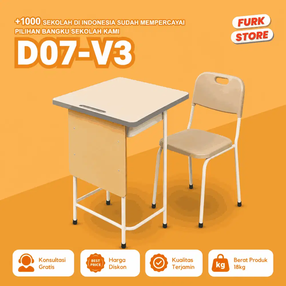 Meja Sekolah Tipe D07V3 - Meja Kursi Belajar | Kursi Sekolah | Bangku