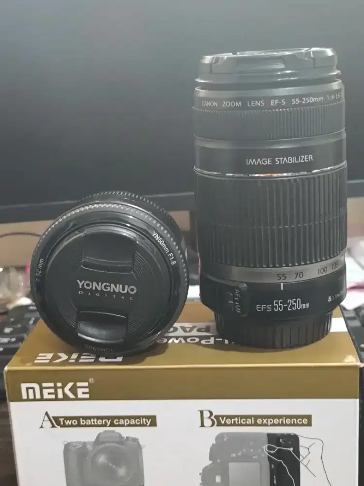 Lensa Tele Canon EF-S 55-250mm IS Mark I dan  Yongnuo YN 50mm