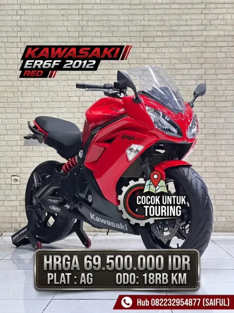 Perfect Condition!!Kawasaki ER6F 2012 Red Plat AG Jatim Mulus-Mustika
